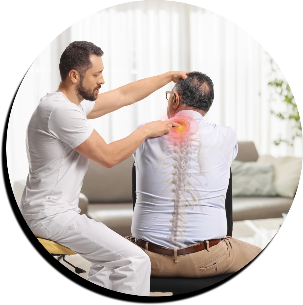 Chiropractor examining patient's neck pain