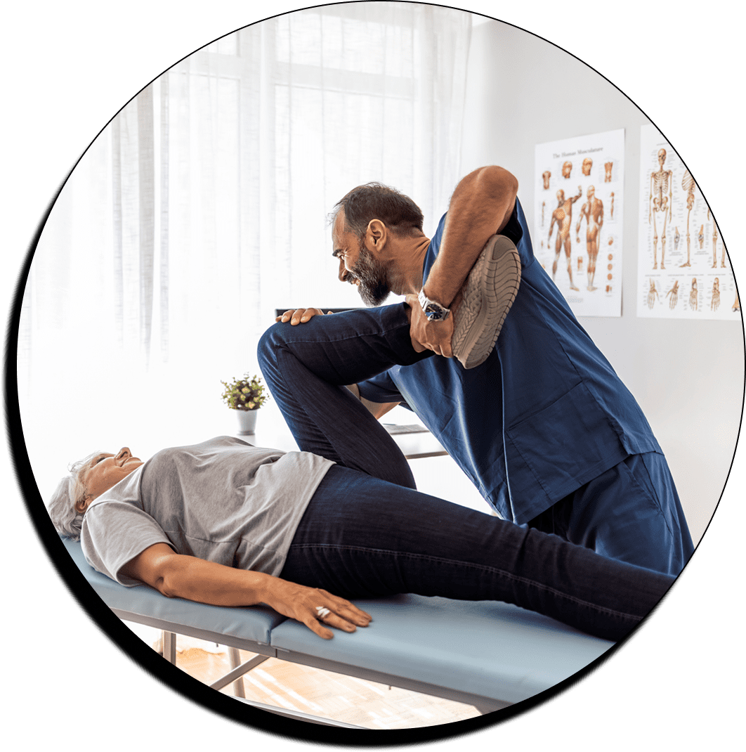 Physiotherapy session with patient on table