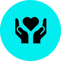 Heart held by two hands icon