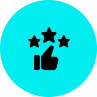 Rating approval graphic with stars